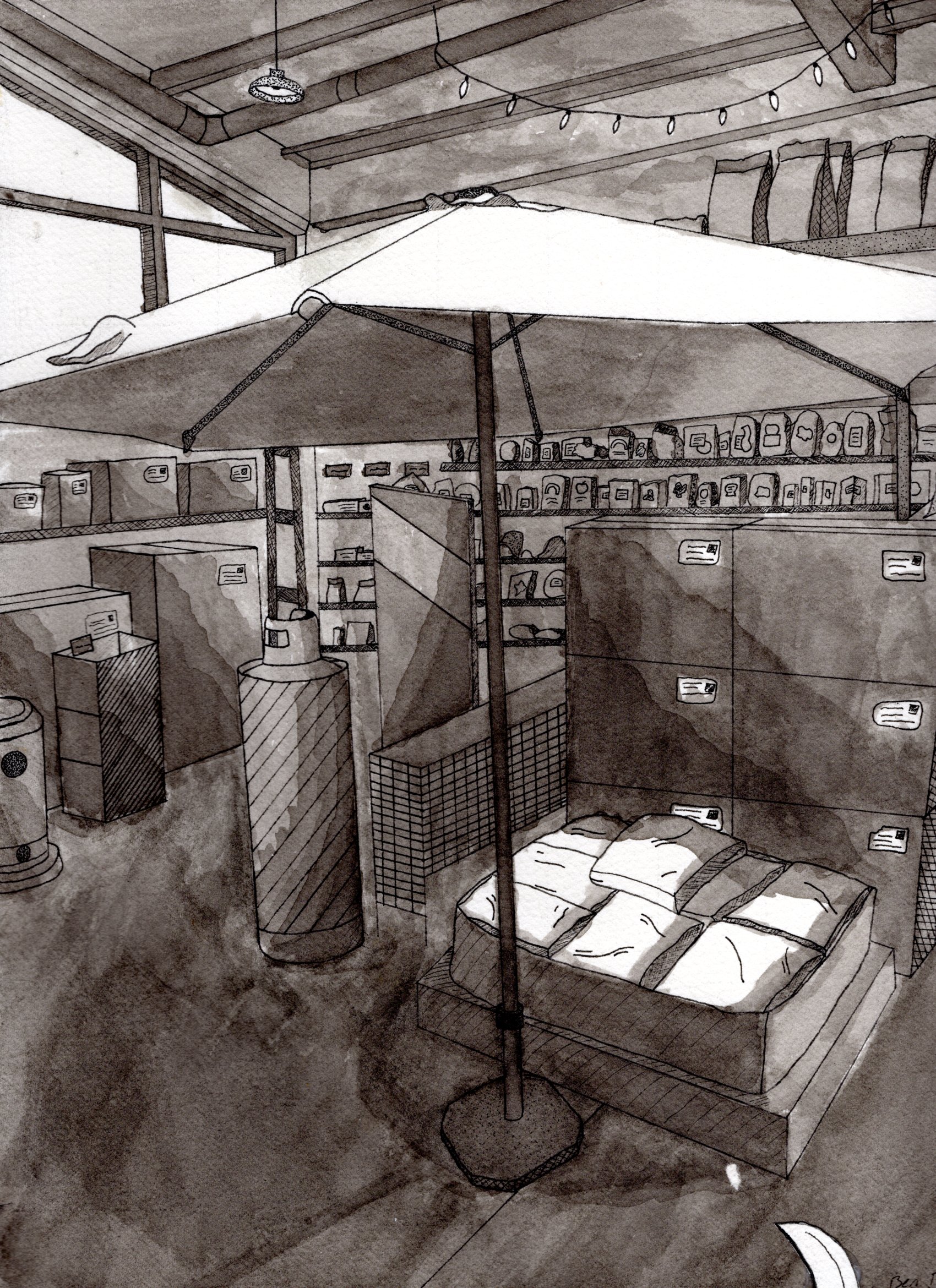 Store interior drawing