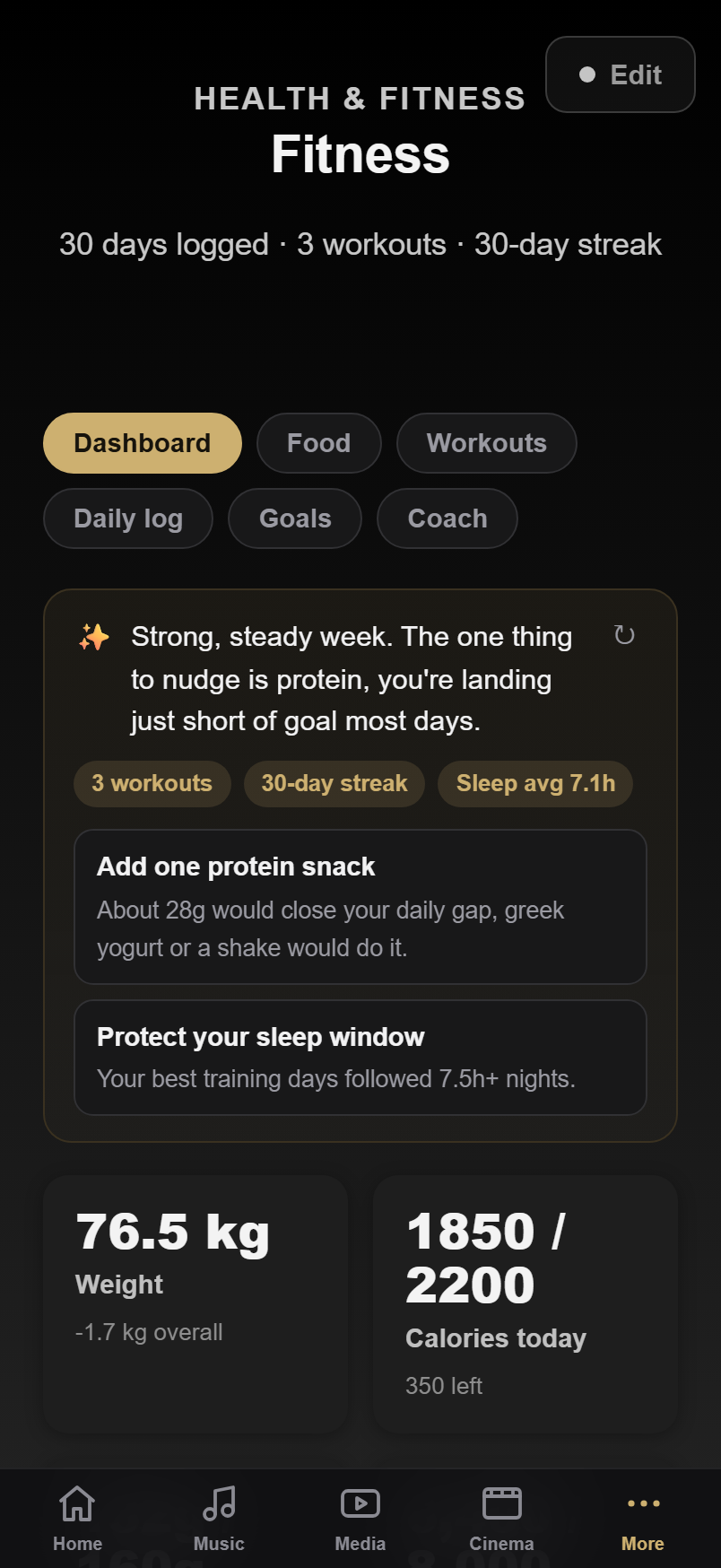 Fitness on mobile