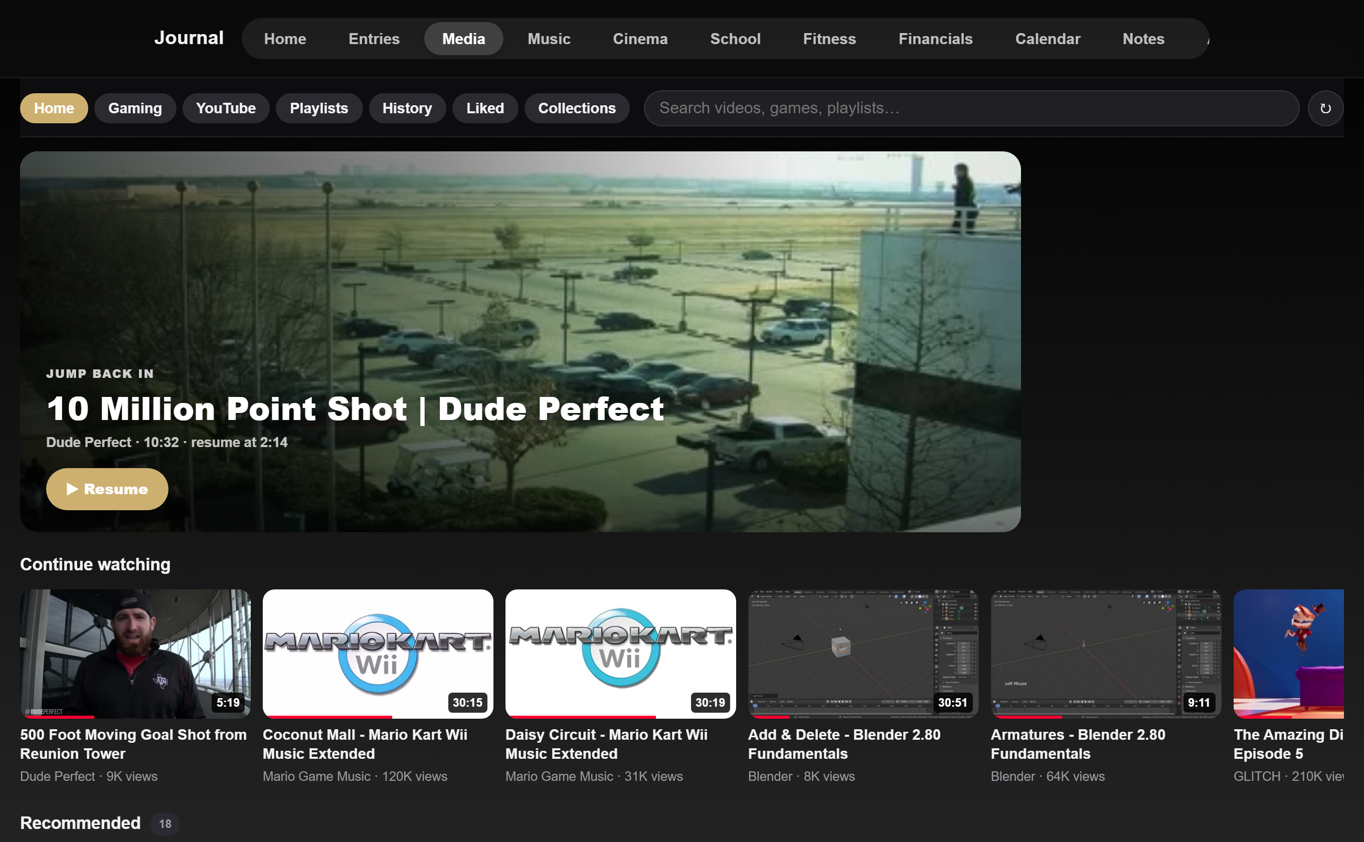 Video hub on desktop
