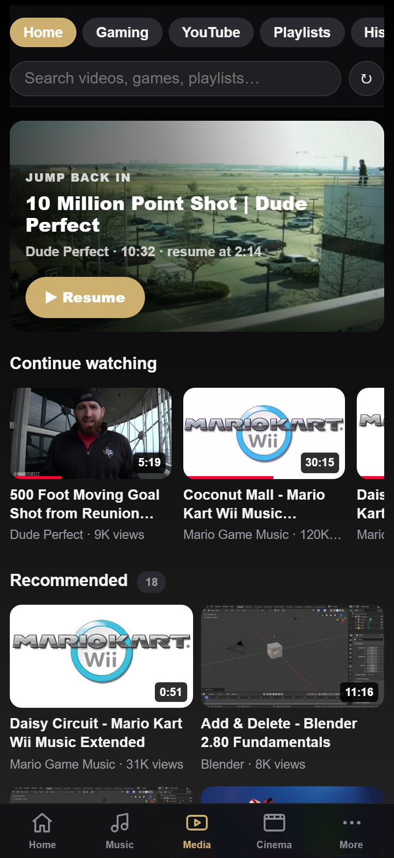 Video hub on mobile