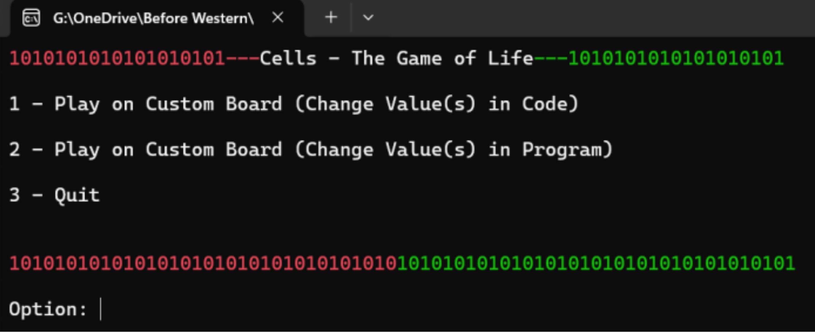 Cells menu screen