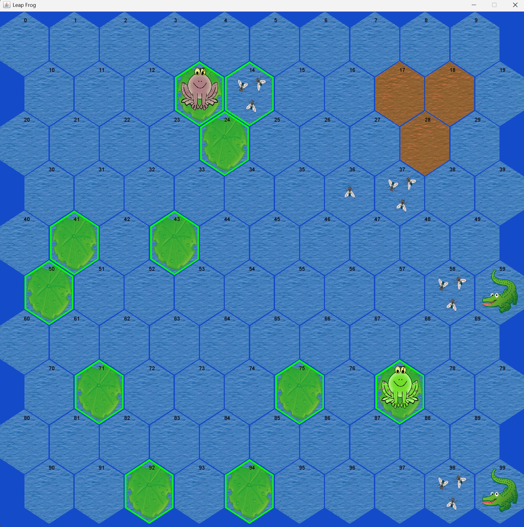 Leap Frog pathfinding test map with multiple cell types