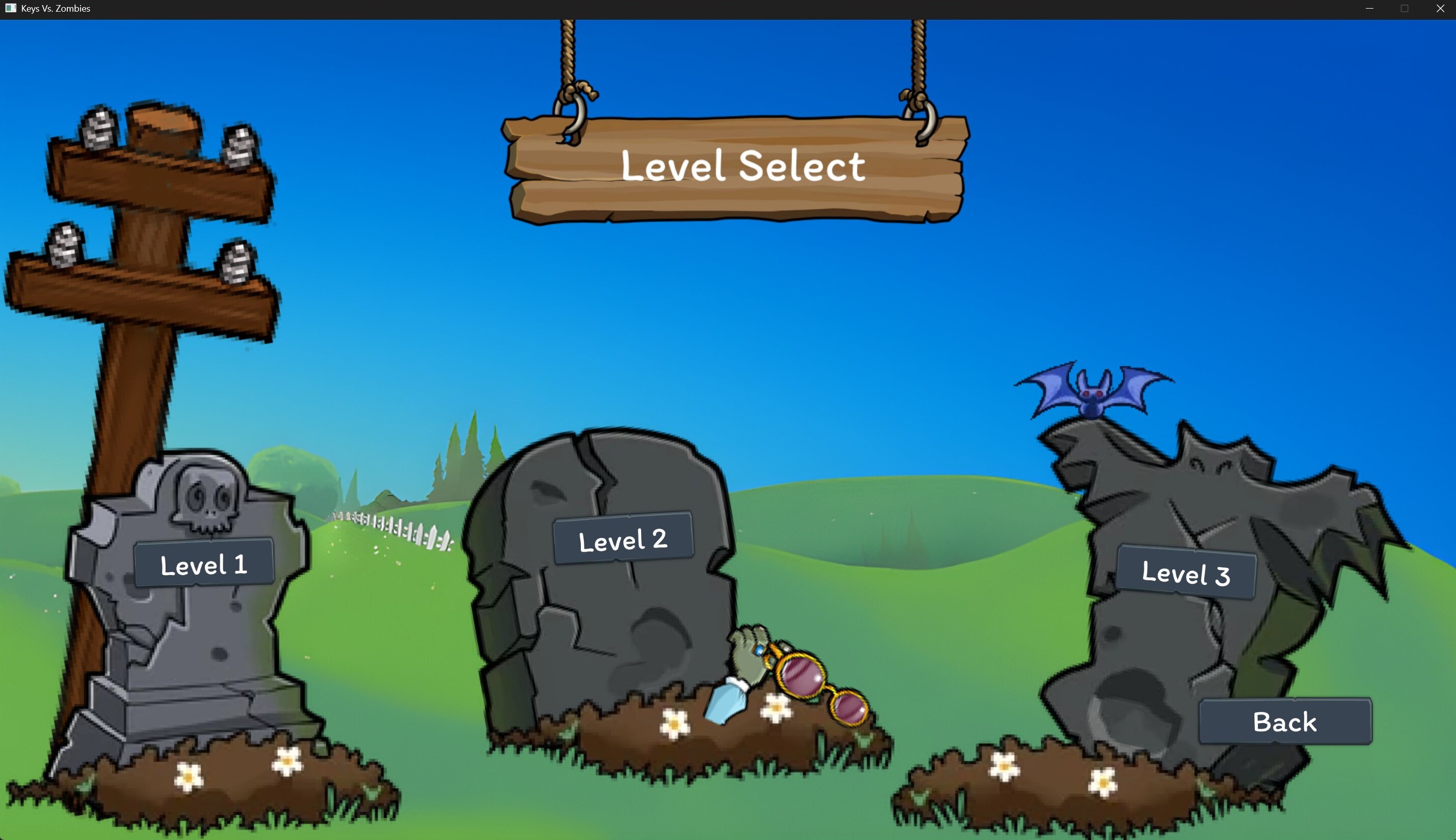 Keys vs Zombies level select screen