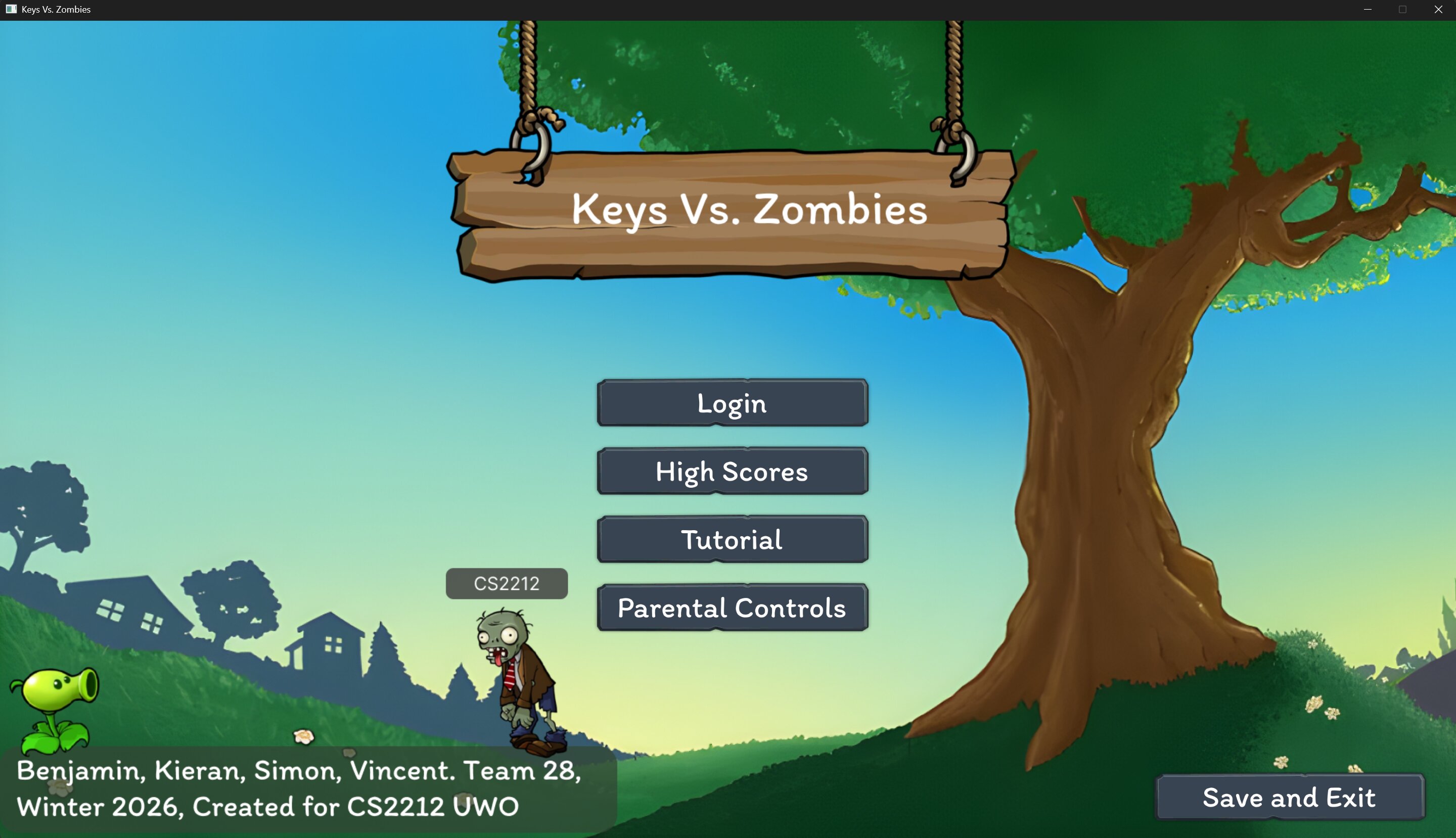 Keys vs Zombies main menu