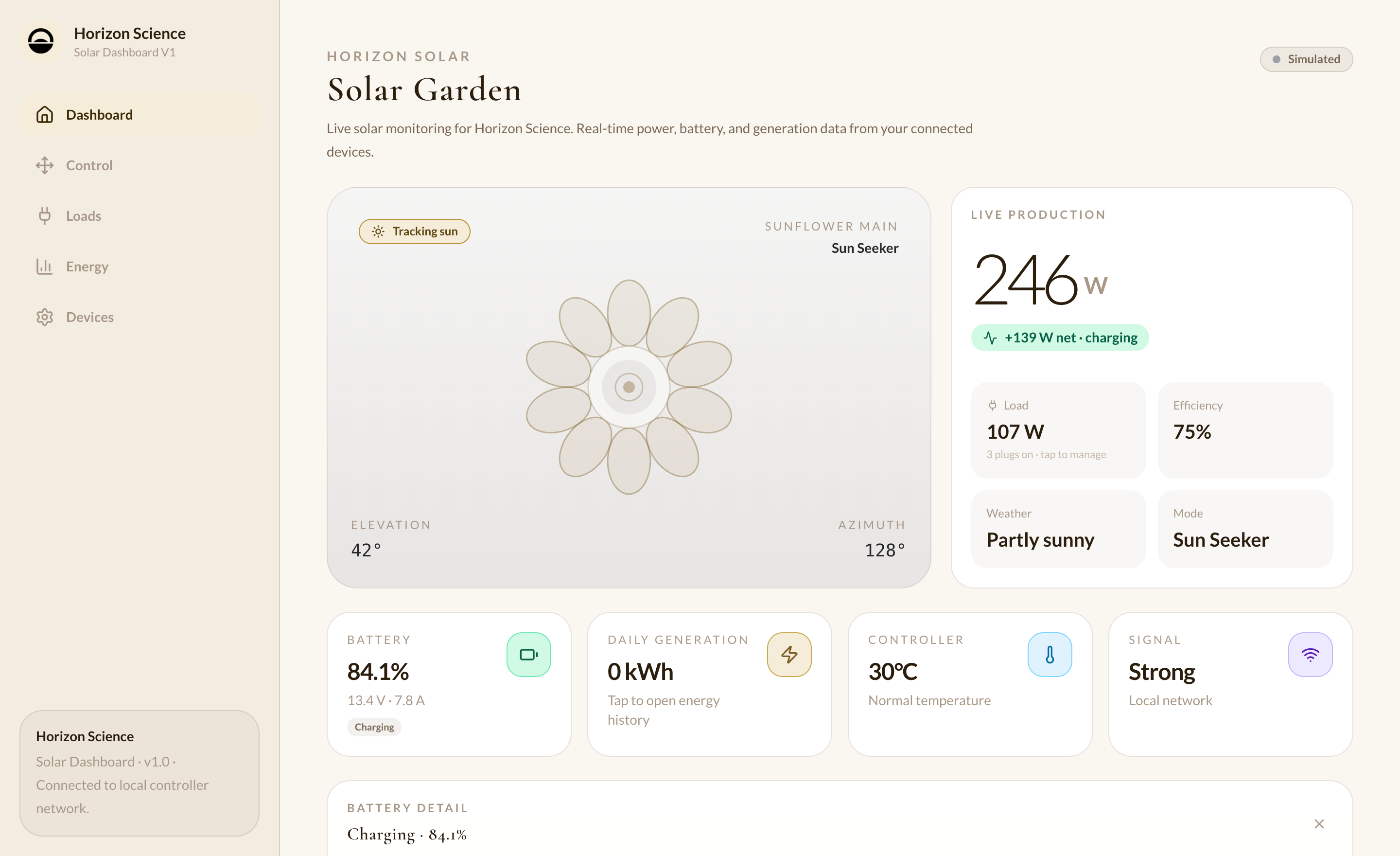 Horizon Solar Dashboard preview